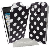 POLKA DOT FLIP CASE LEATHER CASE COVER POUCH FOR BLACKBERRY Z10 BB Z10