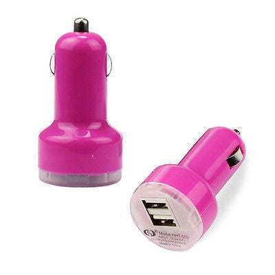 UNIVERSAL HOT PINKDual Usb CAR CHARGING ADAPTOR FOR ALL PHONE Camera iPad CARGER