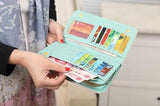 Pink Women Long Leather Zip Holder Phone ID Card Party Fashion Wallet Purse