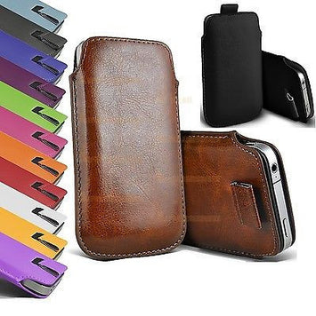 Real Pu Leather Pull Tab Slide in Pouch Cover For Apple iPhone 4/4G/4S & 5/5G/5S