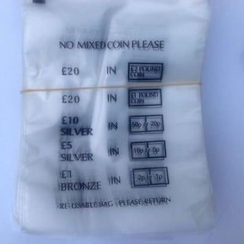 Plastic Bank money Coin BagMoney/Banking Bag/Handling -NO Mixed Coins-150 pcs
