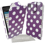 POLKA DOT FLIP CASE LEATHER CASE COVER POUCH FOR BLACKBERRY Z10 BB Z10
