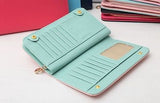 Pink Women Long Leather Zip Holder Phone ID Card Party Fashion Wallet Purse