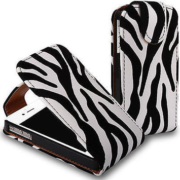 ZEBRA PRINT PU LEATHER FLIP CASE COVER POUCH FOR IPHONE 4S 4G Buy 2 Get 1 Free