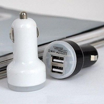 WHITE DUAL USB CAR CHARGER ADAPTOR FOR SAMSUNG/ NOKIA/ HTC/BLACKBERRY/APPLE IPAD