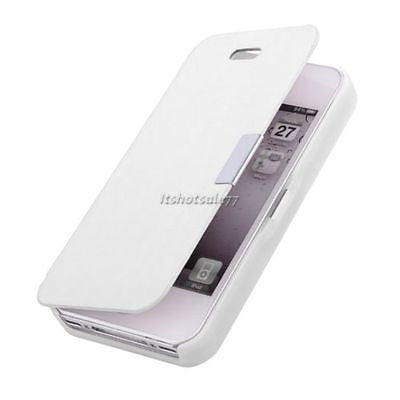 White Hard Back Flip Book Wallet Case Cover For New Apple iPhone 5 5S