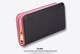 Women Black Long Leather Zip Party Fashion Phone ID Card ClutchHandbag Wallet