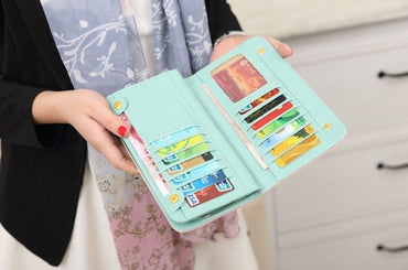 Women Long Leather Zip Holder  Phone ID Card Party Fashion Wallet Purse  Busines